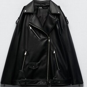 Zara Faux Leather Oversized Biker Jacket